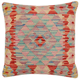 handmade Traditional Pillow Red Blue Hand-Woven SQUARE 100% WOOL Hand woven turkish pillow2' x 2'